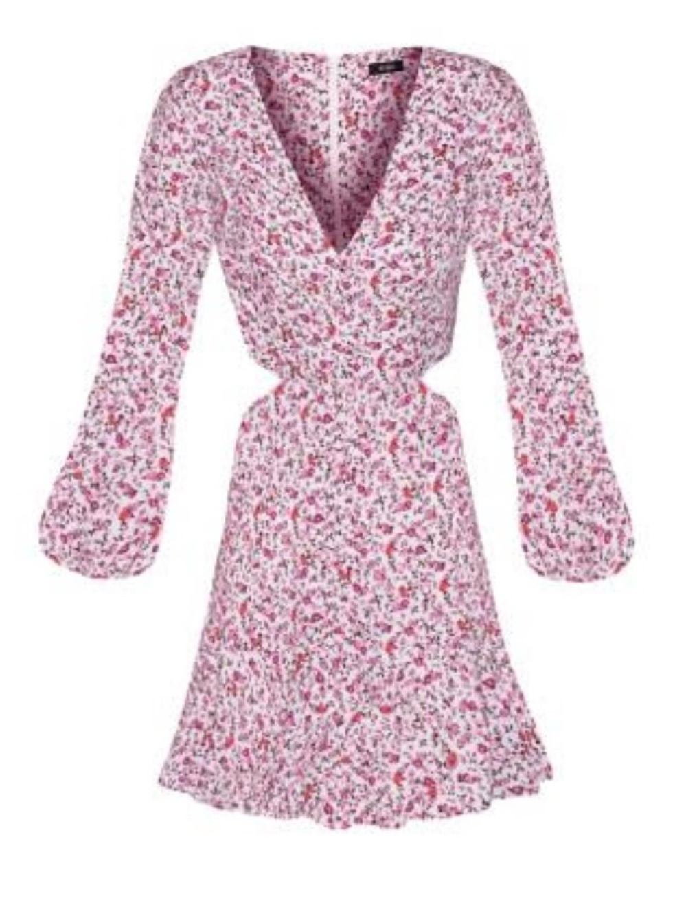 AFRM Pink Floral V-Neck Cutout Mini Dress